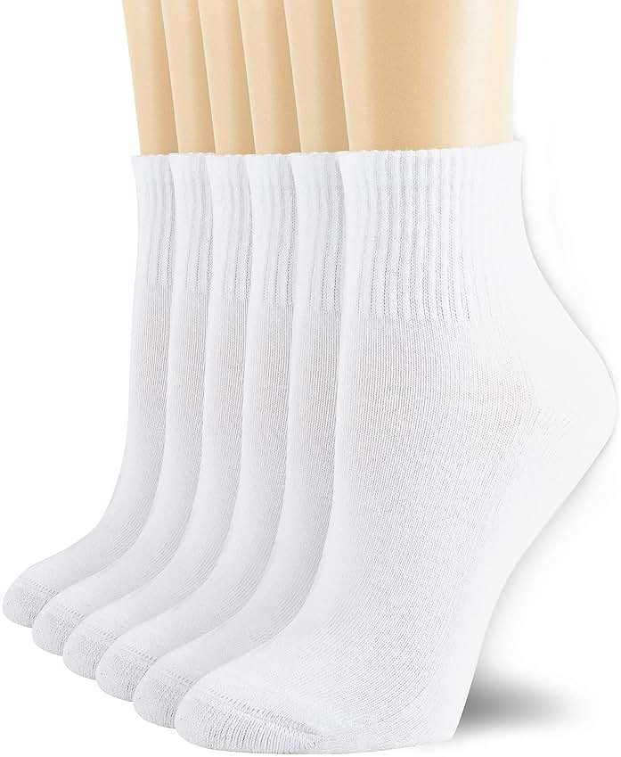 NevEND 6 Pairs Women's Mini Crew/Ankle Cotton Athletic Socks with Thick Cushioned 9-11 - Product Image