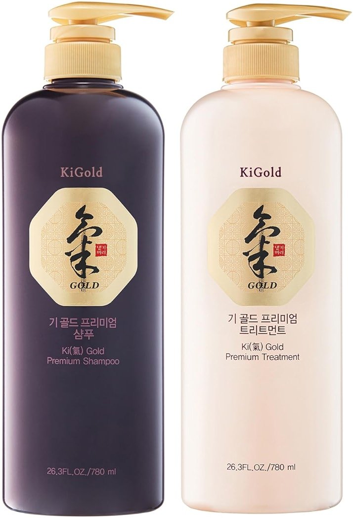 Daeng Gi Meo Ri - Ki Gold - Premium Shampoo + Treatment Set for Hair Loss, Thin Hair, Gray Hair Prevention and Treatment, Medicinal Herbal Shampoo, All Natural, Korea's No. 1 Hair Brand - Product Image