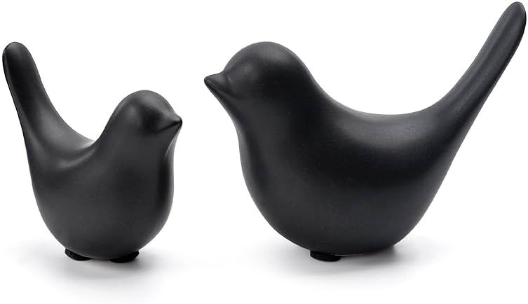 Notakia Small Birds Statues Home Decor Modern Style Decorative Ornaments for Living Room Decor, Bedroom, Office Desktop, Cabinets (Black 2Pcs Birds) - Product Image