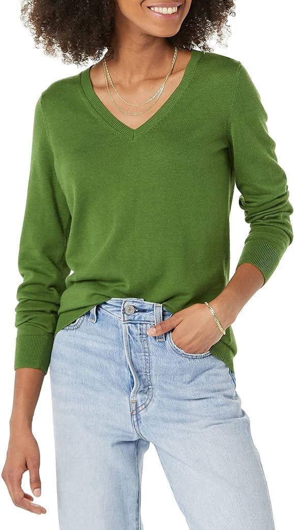 Amazon Essentials Women's Regular-Fit Lightweight Long-Sleeve V-Neck Sweater - Product Image