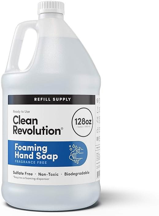 Clean Revolution Foaming Hand Soap Refill Supply, Gentle, Moisturizing & Eco-Friendly, Ready to Use Formula, Gluten Free, Unscented, Fragrance Free, 128 Fl Oz - Product Image