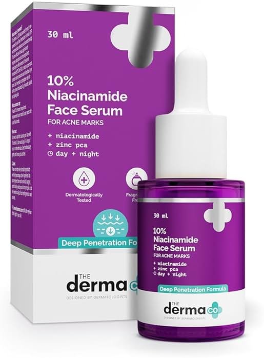 The Derma Co 10% Niacinamide Serum with 2% Zinc, Powered by Deep Penetration Formula Fades Acne Marks, Controls Oil & Reduces Dark Spots 30 ml - Product Image