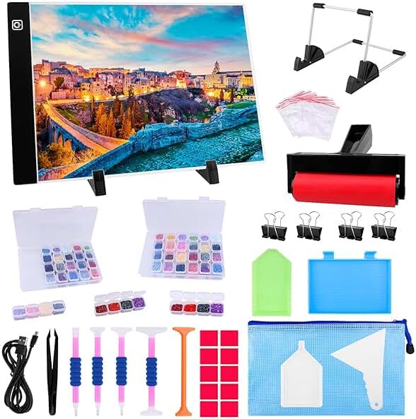 Ratukall 183PCS A4 Diamond Painting Light Pad Kit, Light Board for Diamond Painting Accessories, Tracing Light Box with 5D Painting Tools Set for Full Drill & Partial Drill Art - Product Image