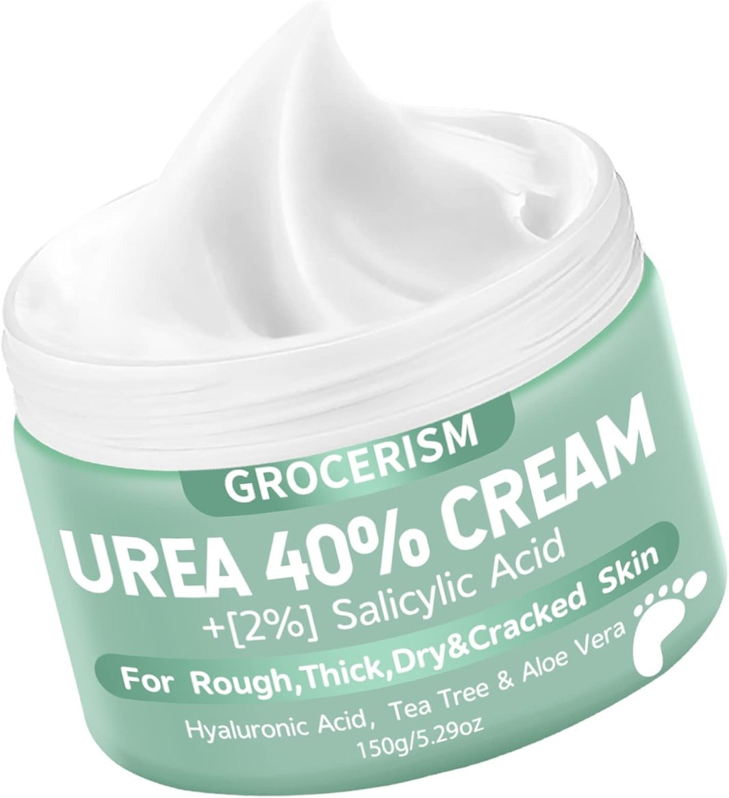 Grocerism Urea Cream 40 Percent For Feet Plus 2% Salicylic Acid 5.29 oz || Foot Cream and Hand Cream Maximum Strength with Hyaluronic Acid,Tea Tree,and Aloe Vera For Deep Moisturizes,Callus Remover - Product Image