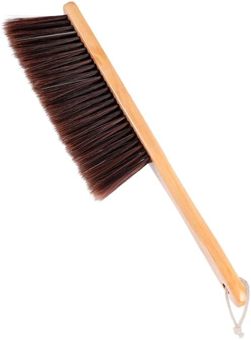 Hand Broom, Dust Brush, Horse Hair Brush with Wood Handle, Duster for Counter, Bench, Car, Furniture, Bed, Woodworking Cleaning - Product Image