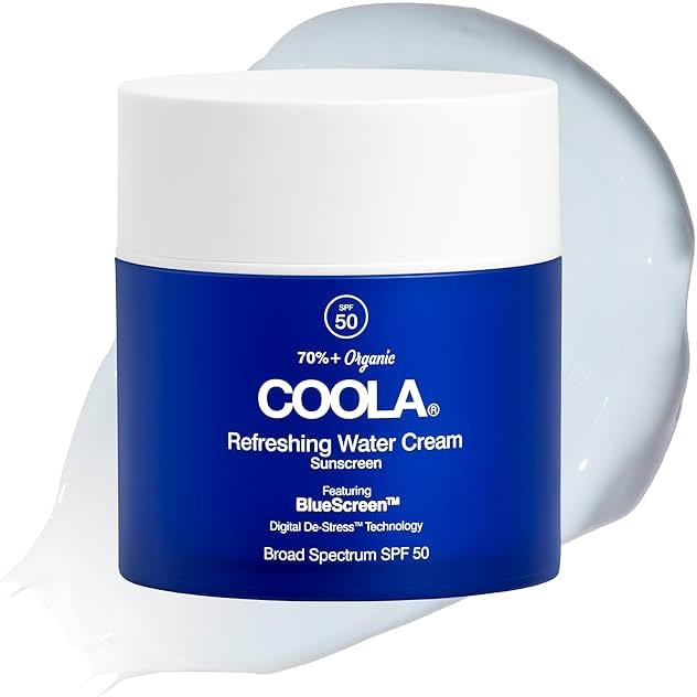 COOLA Organic Refreshing Water Cream Face Moisturizer with SPF 50, Dermatologist Tested Face Sunscreen with Plant-Derived BlueScreen Digital De-Stress Technology, 1.5 Fl Oz - Product Image