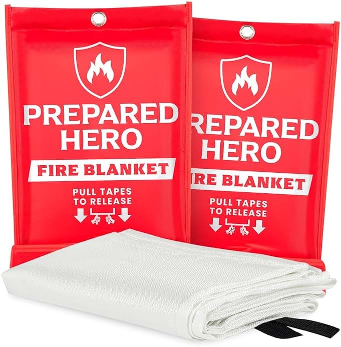 Prepared Hero Emergency Fire Blanket - 2 Pack - Fire Suppression for Kitchen, 39” x 39” Fiberglass Fire Blanket for Home - Product Image