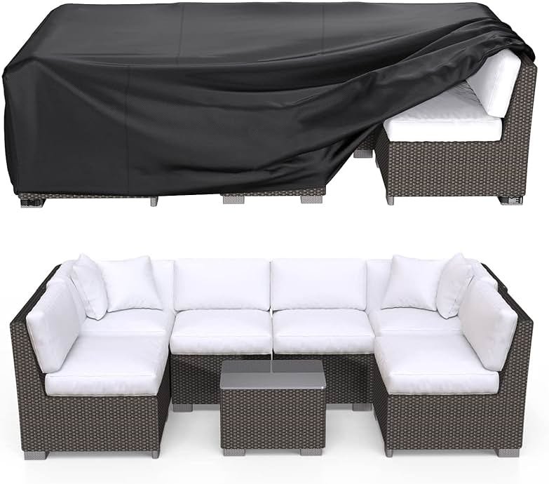 BROSYDA Patio Furniture Covers, Heavy Duty Outdoor Furniture Cover Waterproof, Sectional Sofa Set Covers Table and Chair Set Cover 108" L × 82" W × 28" H - Product Image