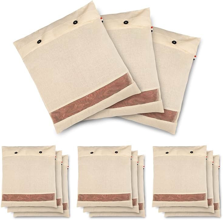SOLSTICE Cotton Saree Covers, Saree Bags, Clothes Covers for Clothes Storage bag, Travelling, Wardrobe Organizer with Mesh, Window (16 x 14, off white) (Pack of 12) - Product Image