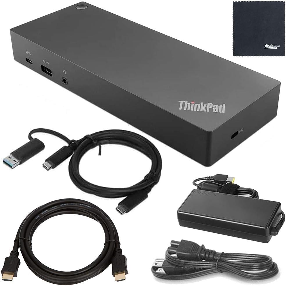 Lenovo ThinkPad Hybrid USB-C Dock US (40AF0135US) with USB Type-A Adapter + ZoomSpeed HDMI Cable (with Ethernet) + Starter Bundle - Product Image