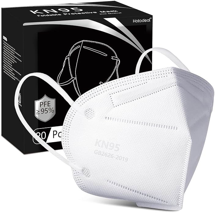 Hotodeal KN95 Face Mask 20 PCS,5 Layers Cup Dust Mask Against PM2.5 from Fire Smoke, Dust, for Men, Women, Essential Workers(White) - Product Image