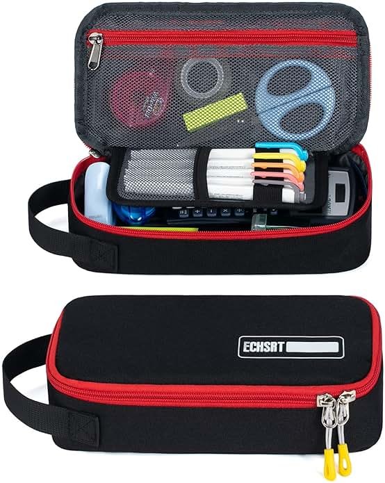 ECHSRT Large Pencil Case, Aesthetic Pen Pouch with Big Capacity, Minimalist Portable Stationery Bag with Handle for Office Organizer Aesthetic Pencil Cases - Product Image