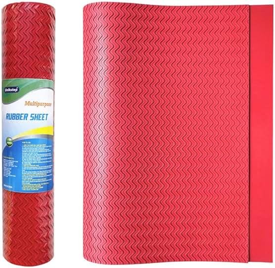 Unikstep, Rubber Sheet, 21.5"x14.5", Thick 0.08", for Shoe Sole Heel Repair, Furniture Pad, Vibration Reduce, DIY Gasket Seal Pad, Floor Anti Slip Cushion (Red Color S Pattern) - Product Image