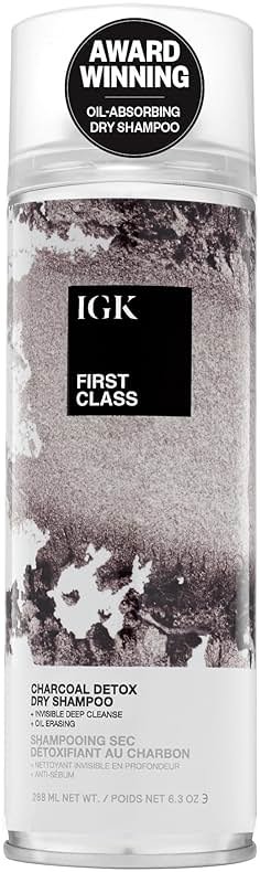 IGK First Class Charcoal Detox Dry Shampoo, Volumizing Spray for Oily Hair, Absorbs Oil + Odor, Invisible Finish with No White Residue on All Hair Colors, Talc-Free + Vegan, 6.3 Fl Oz - Product Image