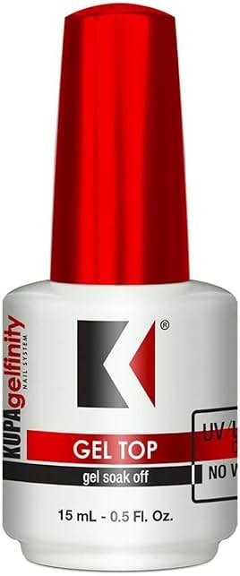 KUPA GelFinity Gel Top Coat Gloss Finish, No-Wipe High Gloss Shine Soak-Off Sealer for UV/LED Gel Polish, Chip-Resistant and Fade-Proof, 0.5 Fl Oz - Product Image