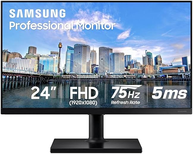 SAMSUNG FT45 Series 24-Inch FHD 1080p Computer Monitor, 75Hz, IPS Panel, HDMI, DisplayPort, USB Hub, Height Adjustable Stand, 3 Yr WRNTY (LF24T454FQNXGO),Black - Product Image