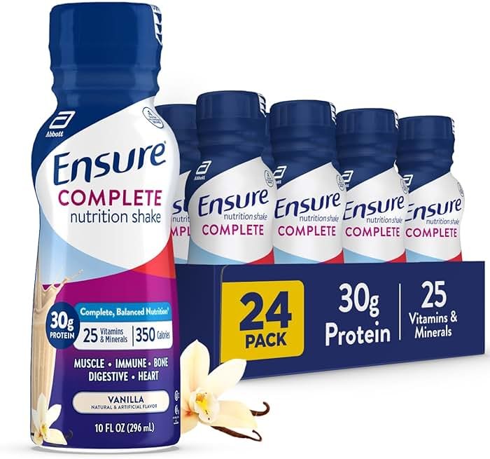 Ensure COMPLETE Vanilla Nutrition Shake, Complete, Balanced Meal Replacement, Ready To Drink, 30g Protein, 25 Vitamins & Minerals, 10 fl oz—24 Pack - Product Image