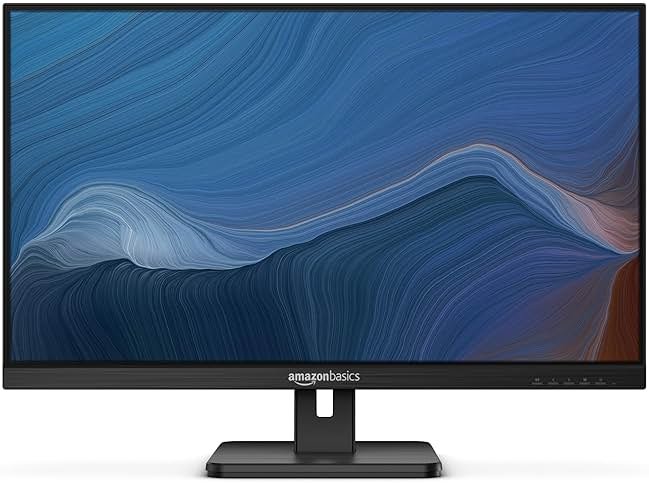 Amazon Basics 27 in IPS Monitor, Full HD 1080P, 75 Hz, Adjustable Stand, HDMI, Display Port, VGA Input, Built-in Speakers, VESA Compatible, Black - Product Image
