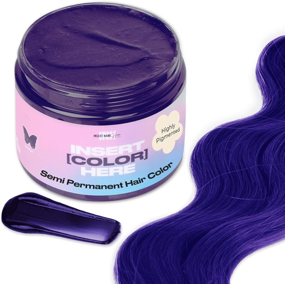 INH Semi Permanent Hair Color | Color Depositing Conditioner | Amethyst Dark Purple Hair Dye | No Bleach No Peroxide Temporary Tint for Women, Men | Vegan, Ammonia Free, Sulfate Free, Ready to Use 6oz - Product Image