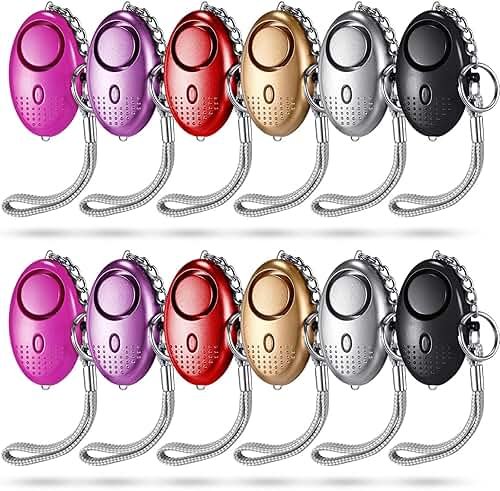 Konohan 12-Piece Personal Alarm Set, Emergency LED Light Keychain Alarms in 6 Colors for Women & Men - Product Image