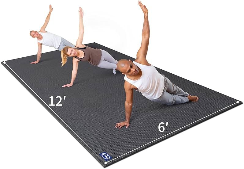 MRO Extra Large Yoga Mat, 12'x6'/9'x6'/7'x5'/6'x4' (9MM) Extra Wide and Thick Exercise Mats for Home Gym Workout, Non-Slip, Soft for Women and Men Fitness, Ideal for Barefoot Yoga, Pilates, stretching - Product Image