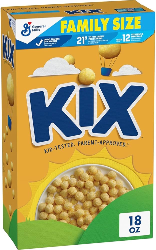 Kix Whole Grain Breakfast Cereal, Crispy Corn Cereal Puffs, Family Size, 18 oz - Product Image