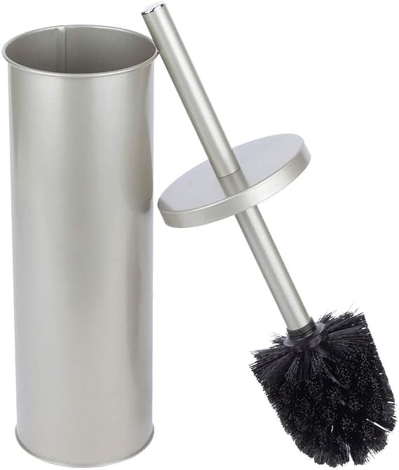 JS Jackson Supplies Sleek Toilet Brush and Holder with Metal Handle - Brushed Nickel - Product Image