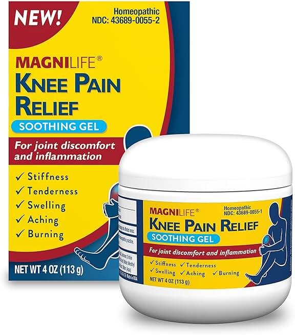 MagniLife Knee Pain Relief Gel (4 oz), Arnica-Based Gel for Joint Pain, Knee Stiffness & Swelling, Non-Greasy, No Staining, Massage-in Formula for Daily Knee Support & Comfort - Product Image