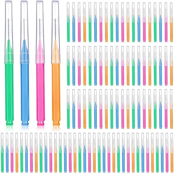 Patelai 100 Pieces Braces Dental Brush for Cleaner Interdental Toothpick Dental Tooth Flossing Head Oral Hygiene Flosser Toothpick Cleaners Tooth Tool(Bright Colors,Multiple Sizes) - Product Image