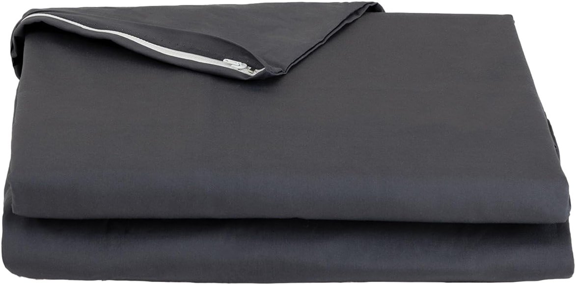 FULI 100% Cotton Zippered Futon Cover, Japanese Futon Mattress Cover, Shikibuton, Made in Japan (Twin, Dark Gray) - Product Image