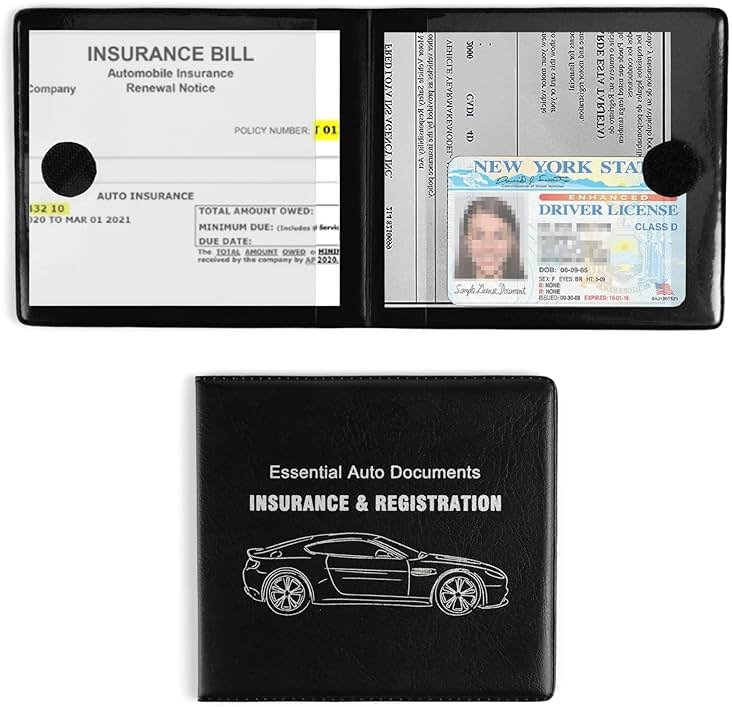 UYYE Car Registration and Insurance Card Holder, Vehicle Glove Box Car Organizer, Interior Car Accessories for Documents, Cards, License - 2 Pack - Product Image