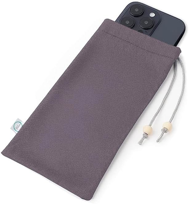 Halsa EMF Shield Sleeve for Cell Phone - Signal Blocking Anti-EMP Pouch - Smartphone Protection Case Against Radiation, EMF, 5G, RFID - Grey - 4x8 Inch Fits Most Phones - Product Image