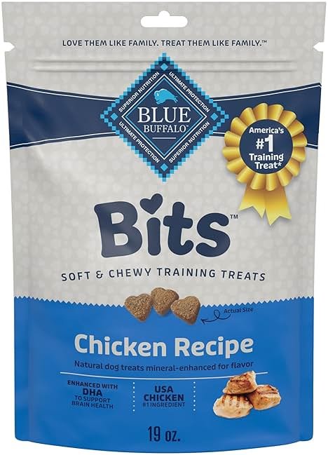 Blue Buffalo Bits Soft Dog Treats for Training, Made with Natural Ingredients & Enhanced with DHA, Chicken Recipe, 19-oz Bag - Product Image