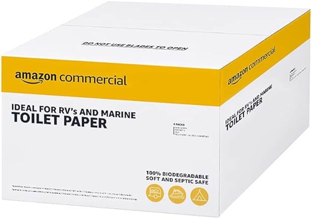 Amazon Basics FSC certified paper 2-Ply White Quick Dispensing Toilet Paper for RV's & Marine, Waste-Tank Compatible, 300 Sheets per Roll - 24 Rolls (Previously AmazonCommercial) - Product Image