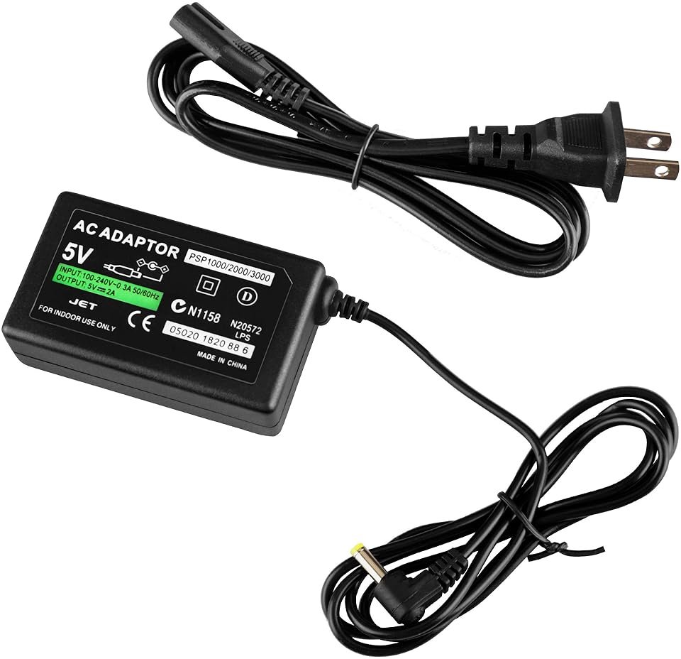 PSP Charger, AC Adapter Wall Charger Compatible with Sony PSP-110 PSP-1001 PSP 1000 / PSP Slim & Lite 2000 / PSP 3000 Replacement - Product Image