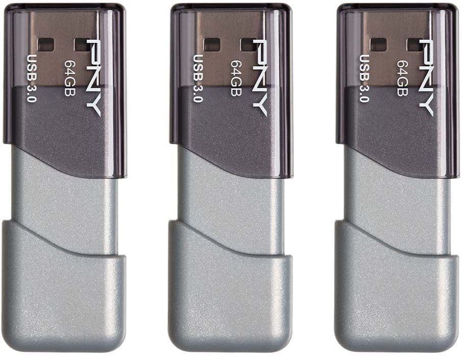 PNY 64GB Turbo Attaché 3 USB 3.0 Flash Drive,Grey (Pack of 3) - Product Image