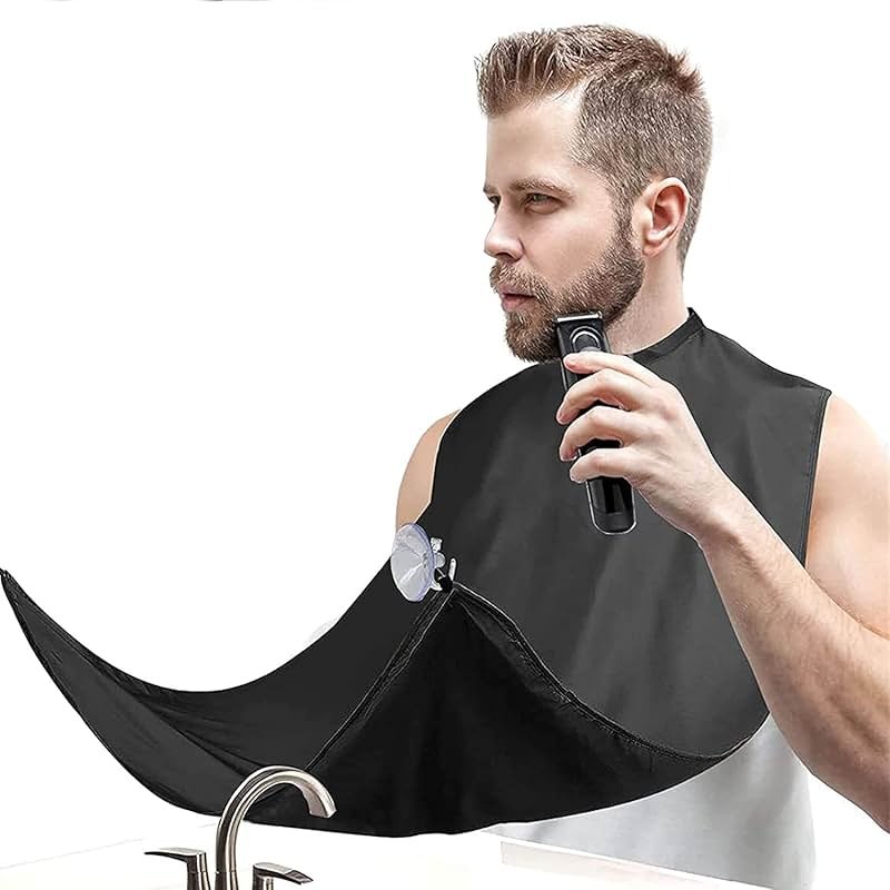 Likeny Beard Bib Beard Apron Gifts for Men Dad Fathers Day Anniversary Valentines Day Stocking Stuffers Christmas Gift for Him Boyfriend Husband From Daughter Son Beard Trimming Catcher Bib Black - Product Image