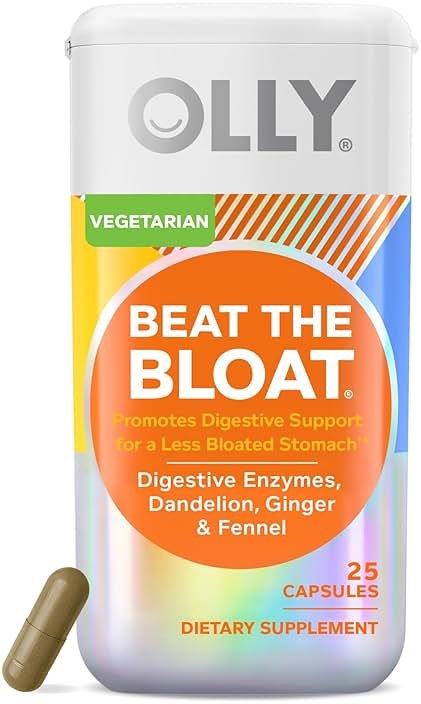 OLLY Beat The Bloat Capsules, Digestive Support Enzymes, Supplement for Women - 25 Count - Product Image