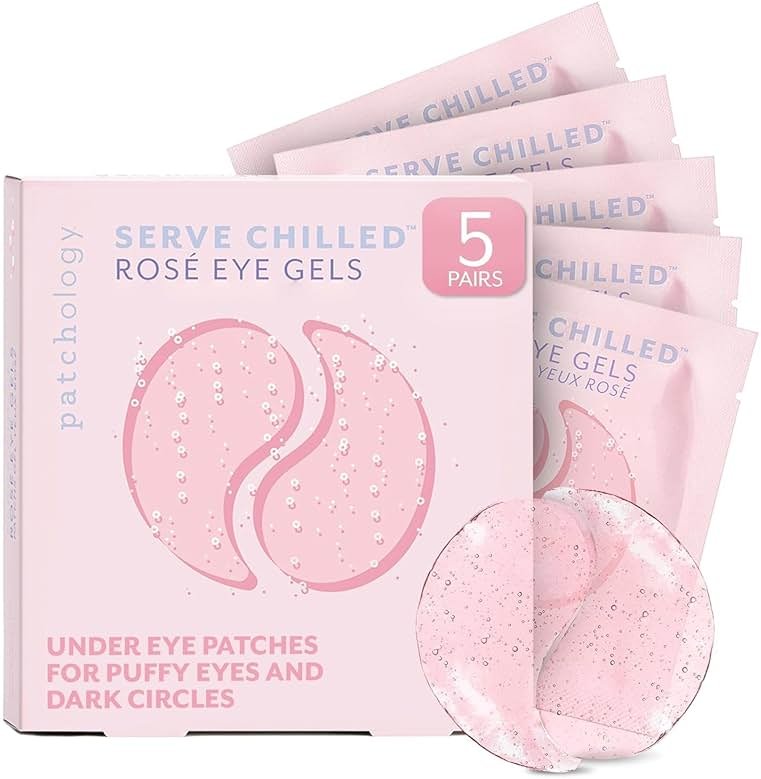 Patchology Serve Chilled Rosé Hydrating Under Eye Patches – Hyaluronic Acid & Antioxidant-Infused Eye Masks to Reduce Dark Circles, Puffiness & Fine Lines - Ideal Skincare Essentials (5 Pairs) - Product Image