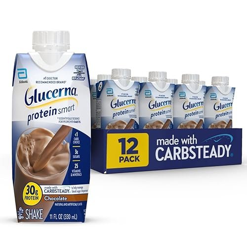 Glucerna Protein Smart Diabetes Care Shake, Chocolate, Diabetic Meal Replacement to Support Blood Sugar Management, 30g Protein, 150 Calories, Ready to Drink, 11-fl-oz Bottle, 12 Pack - Product Image