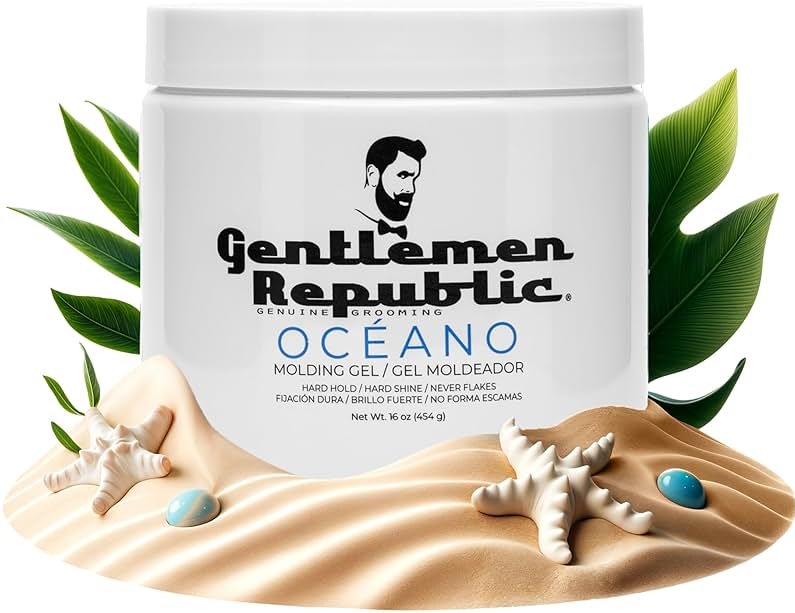 Gentlemen Republic Oceano Men's Hair Gel 16oz - Strong Touchable Hold and High Shine Styling Gel for Hair, 100% Alcohol-Free Professional Formula with Fresh Scent, Mens Hair Product Made in USA - Product Image