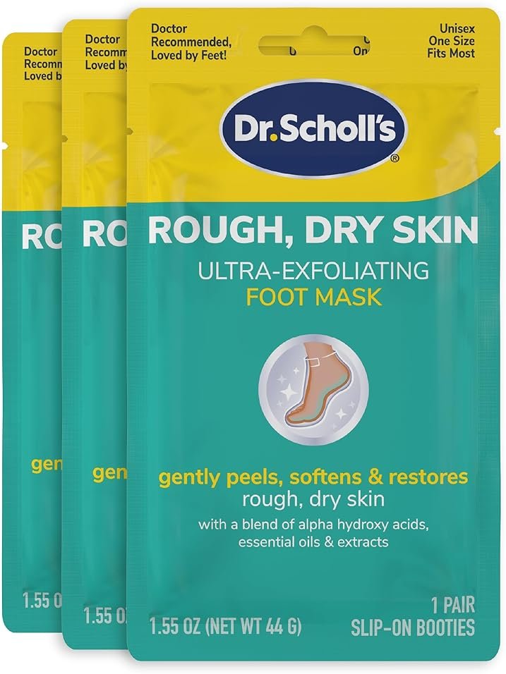 Dr. Scholl's Rough, Dry Skin Ultra Exfoliating Foot Peeling Mask, 3 Pairs Moisturizing Socks Gently Peels and Softens, with Urea, Dry Skin Callus Remover for Feet - Product Image