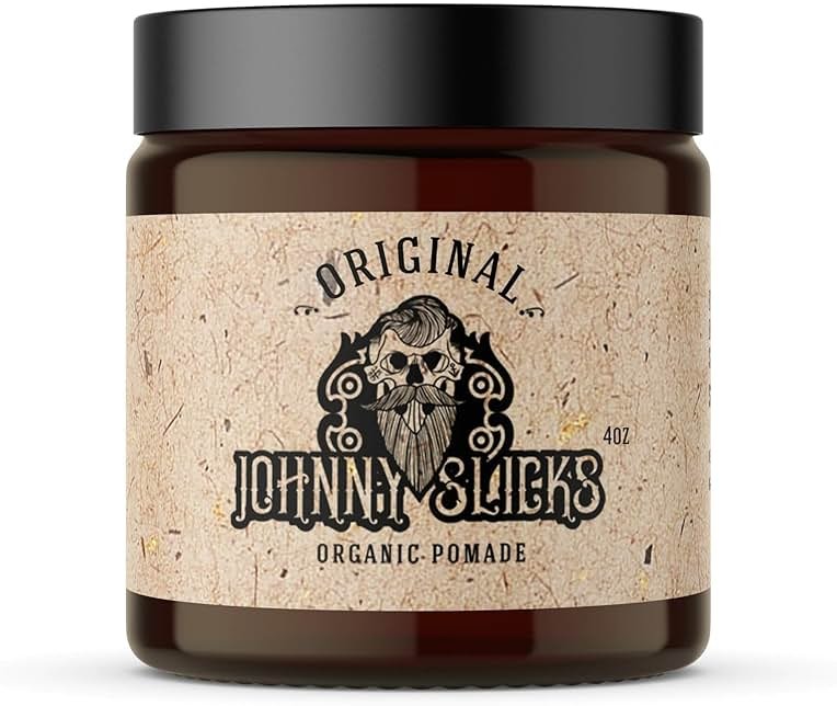 Johnny Slicks Oil Based Pomade | Organic Hair Styling for Men, Low to Medium Hold | Promotes Healthy Hair Growth & Helps Hydrate Dry Skin, (Original, 4 Ounce) Veteran Owned, USA Made. - Product Image