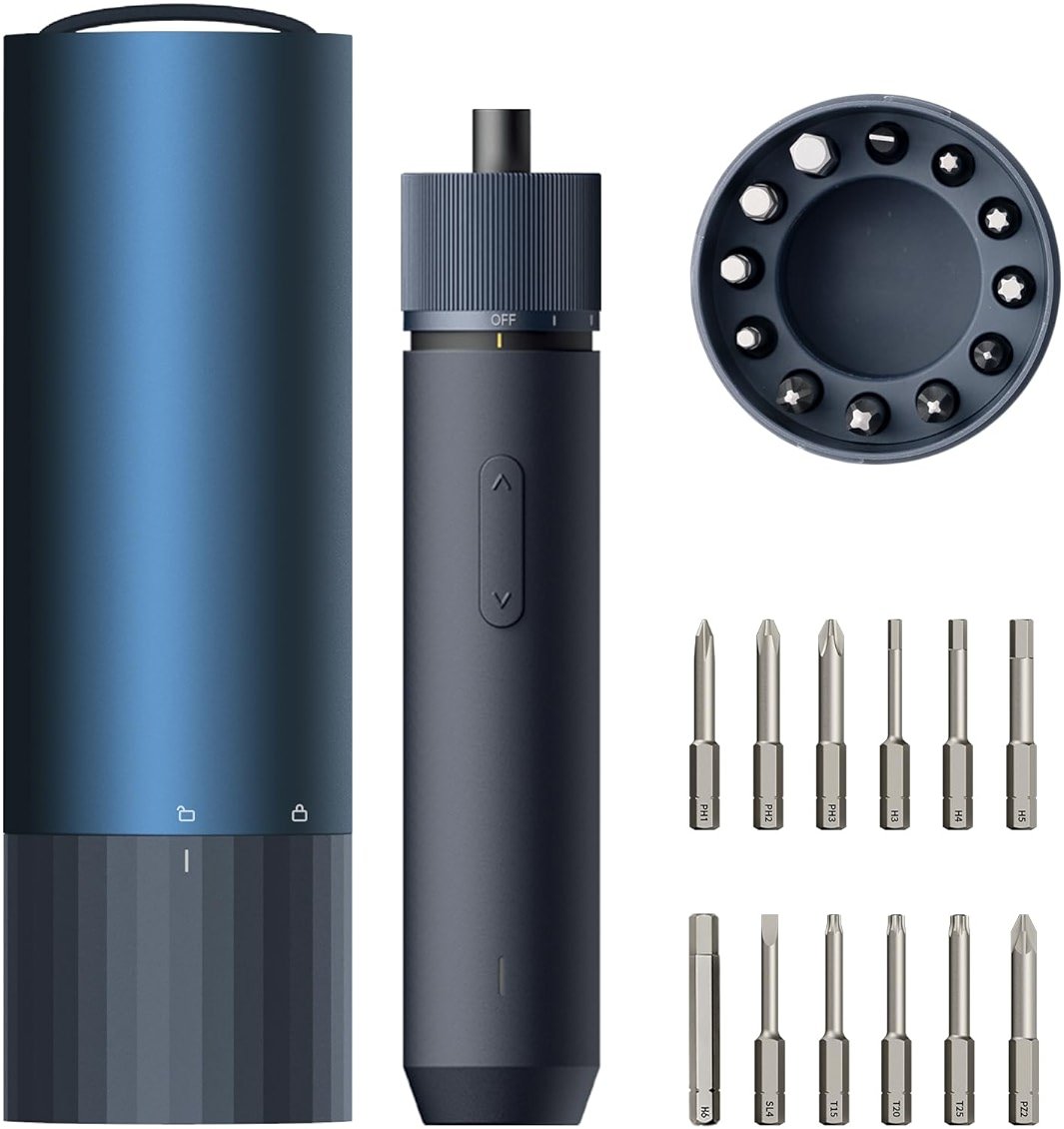 HOTO Electric Screwdriver Rechargeable, 3.6V Cordless Screwdriver Set USB-C, 1/4'' Hex Bits, 3 Torque Settings, 1500mAh Battery, LED Light & 12 S2 Metal Bits for Furniture/Electrical Repairs - Product Image