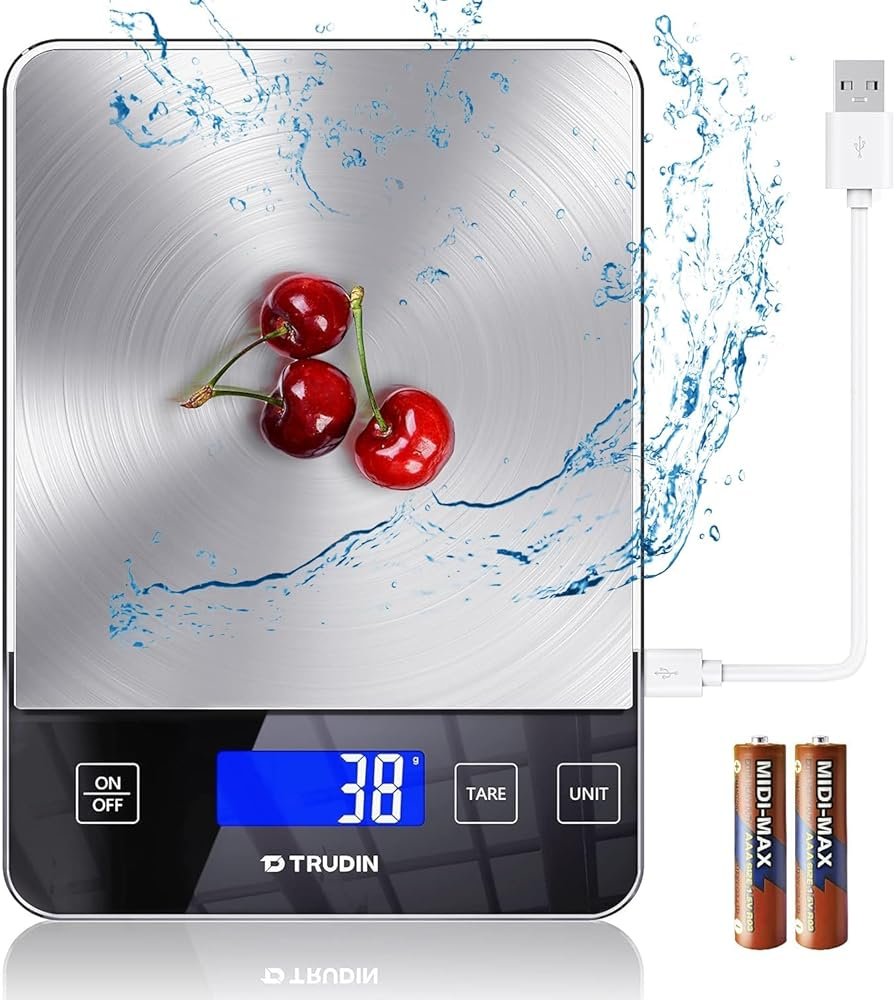 33lb Food Scale, NASA-Grade Digital Kitchen Scale, Precisely Measures Grams and Ounces for Baking and Cooking, Waterproof Tempered Glass & Stainless Steel Platform - Product Image