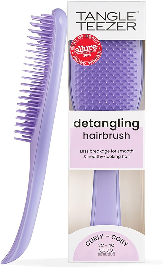 Tangle Teezer Ultimate Detangler Curly Hair Brush, Dry & Wet Hairbrush, Reduces Frizz & Breakage, for 3C to 4C Curly Hair Types, Purple Passion - Product Image