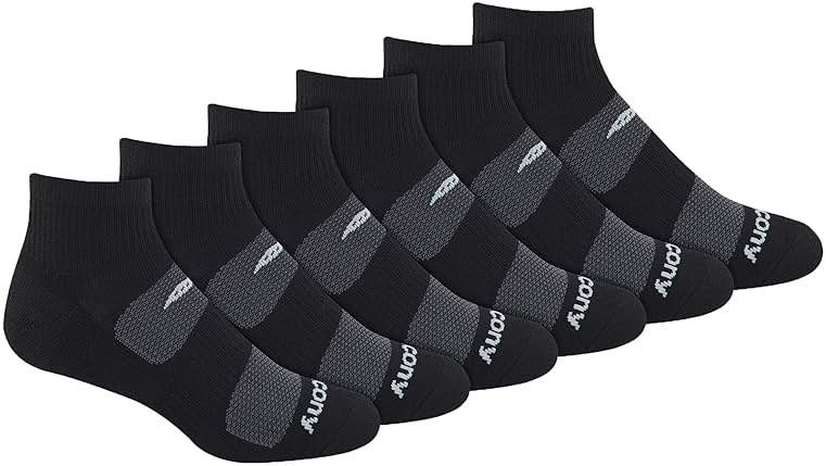 Saucony Men's Rundry Mesh Ventilating Comfort Fit Performance Quarter Socks (6, 12 Pairs) - Product Image