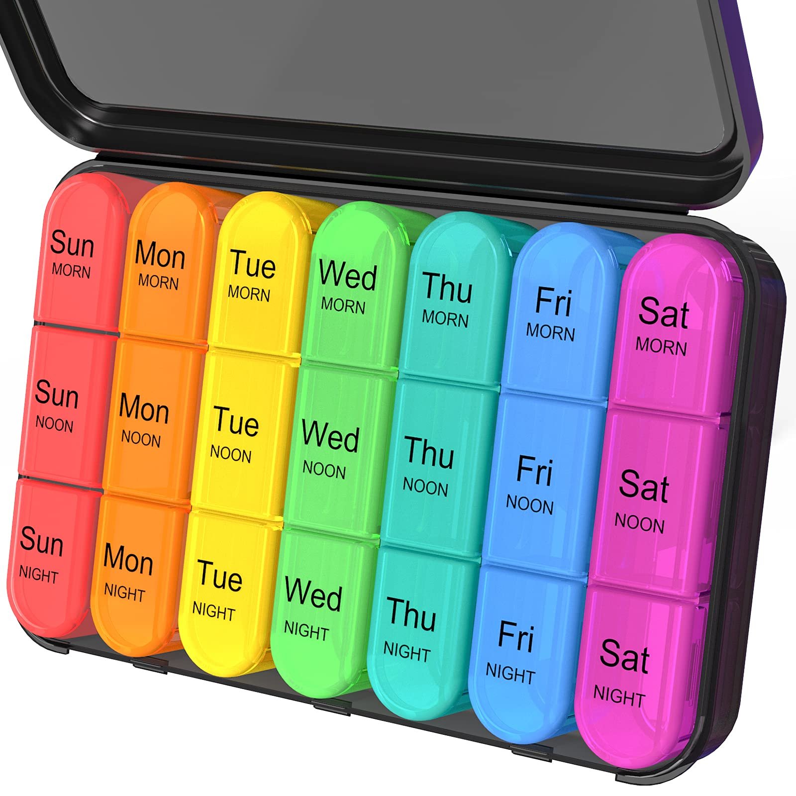 Daviky Pill Organizer 3 Times a Day, Daily Pill Box 7 Day, Weekly Cases Medicine Organizers to Hold Vitamins and Medication - Product Image