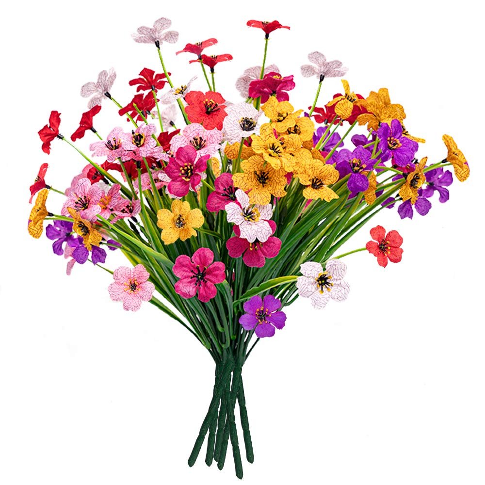 MACTING Artificial Flowers for Outdoors 6 Bundles Fake Flowers UV Resistant Faux Plastic Plants No Fade for Planters Window Box Patio Porch Garden Yard Indoor Outside Summer Decorations(Mix Color-1) - Product Image