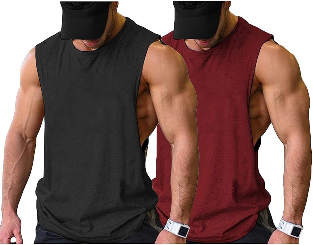 COOFANDY Men Workout Tank Top 2 Pack Gym Bodybuilding Sleeveless Muscle T Shirts - Product Image